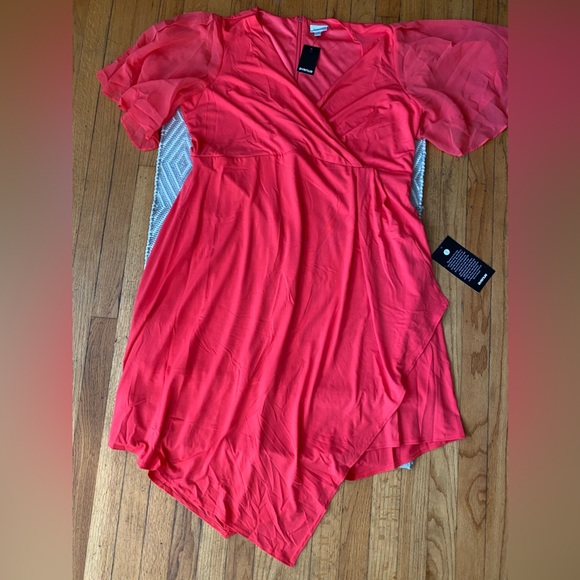 New Women’s bright PINK casual formal high low vneck dress, Size 18/20 - Picture 3 of 11